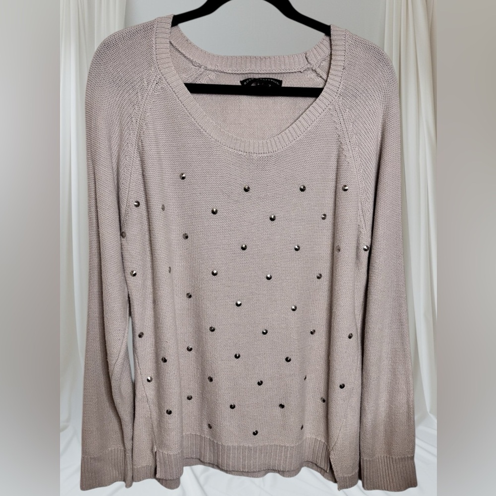 Rock & Republic Studded Taupe Sweater Size Large EPOC